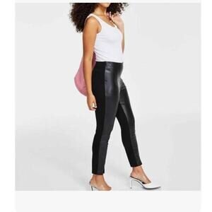 New With Tags Philosophy Black faux leather ankle slit legging pant 1x 18 Office